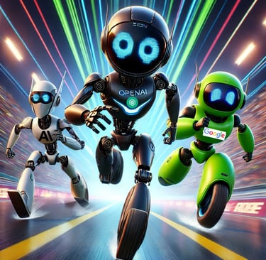 a group of robots in a race track