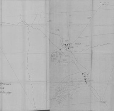 Gesamtplan der Konzession Saint-Menge, Bergbau, Kohlemine, Braunkohle, Mine
