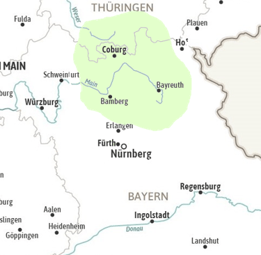 Das Schurgebiet ist in Oberfranken, Bayern, Thüringen