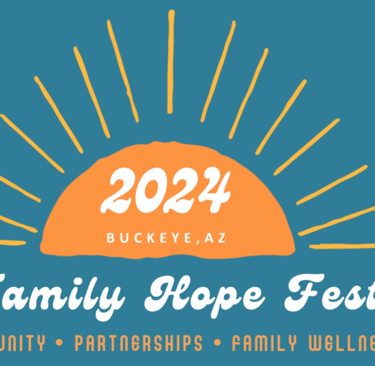 Family Hope Fest Logo which has a hand-drawn Sun on a teal background
