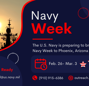 a navy ship with a navy flag on it, a flier made up with the information listed below