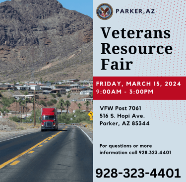 Parker AZ Veterans Resource Fair Image, displaying the same text as below