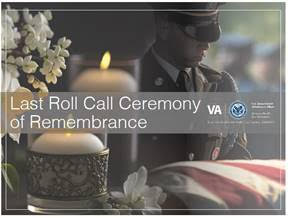 Photo of a man in uniform next to a flag covered coffin with candles burning in the forground