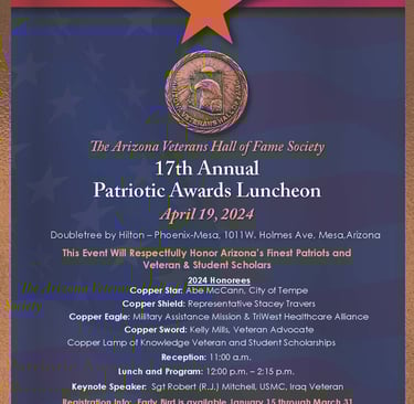 Flier for the 17th Annual Patriotic Awards Luncheon happening April 19th