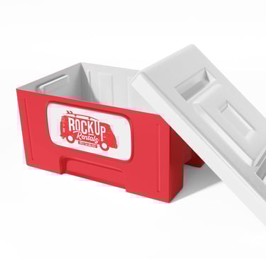 Bold and modern logo design for Rockup Rental with strong, Adventure-style branding.