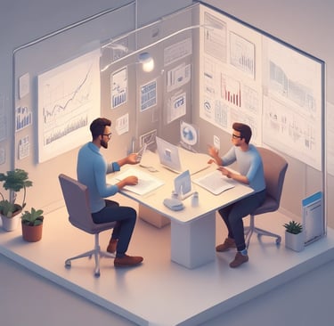  A mentor sitting at a table with a client 