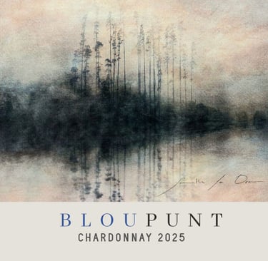 Divine Harmony by Samantha Lee Osner – featured on Blou Punt Chardonnay 2025 art label.
