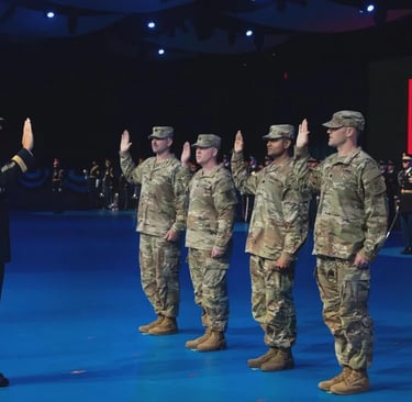 Army Chief of Staff Gen. Randy A. George administers the Oath of Office to four new U.S. Army Lt. Co