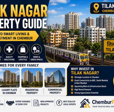 A Tilak Nagar Chembur property guide showing residential flats, commercial real estate, and Mumbai local train connectivity.