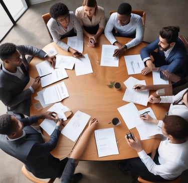 A mobile coffee cart with a red canopy is parked on a street. An assortment of coffee cups is displayed, and a menu is visible. A tree with bare branches overhangs the cart. A person wearing a blue and white jacket and dark pants is standing nearby, seemingly using a phone.