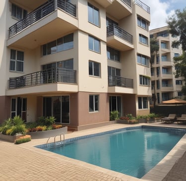 A suburban house with a brick facade and double garage doors. The roof is dark, and there are several bare trees and green bushes surrounding the property. A for sale sign is visible on the front lawn.