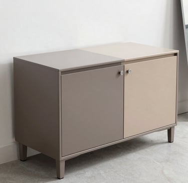 Modern kitchen cabinets wrapped in smooth, matte architectural film showcasing durability.