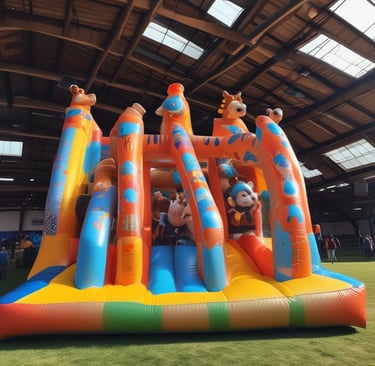 Children enjoying themselves in a fun play area.