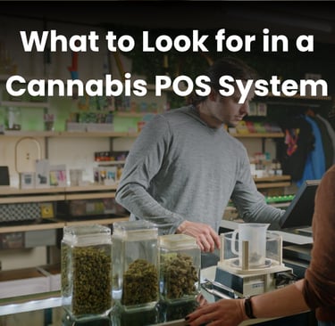 cannabis dispensary staff using point of sale system at checkout counter
