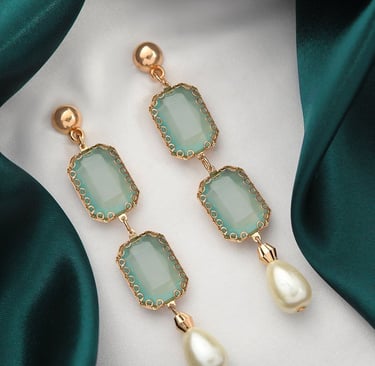 The Mirror Image- Golden Embellished Earrings