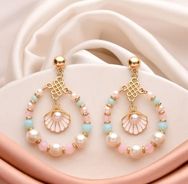 The Spunky Shell - Golden Embellished Earrings