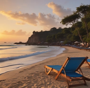 An inviting terrace with sun loungers overlooking the ocean.