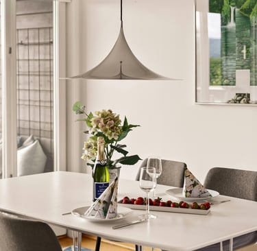 Modern cozy dining room velvet seats