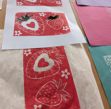 linocut prints from a workshop