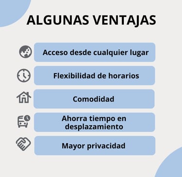 Lista de ventajas de la terapia online para mayor comodidad