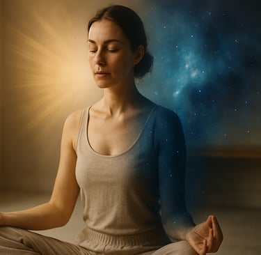 Méditation intuition et médiumnité - femme en posture zen développant ses capacités spirituelles