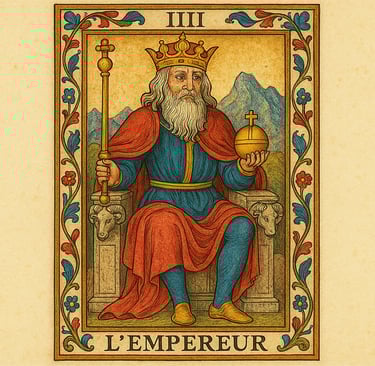 Carte Empereur Tarot de Marseille symbolisme autorité structure