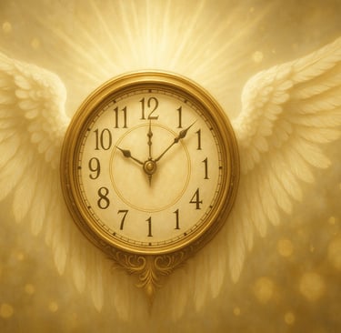 Heure miroir 11h11 ange gardien - horloge mystique avec ailes angéliques