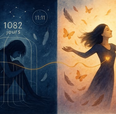 Illustration abstraite représentant le lâcher-prise en amour