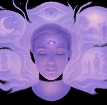 Illustration de la clairvoyance et du troisième œil en méditation