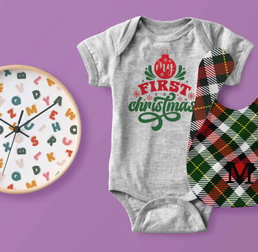New baby onesies, bibs, nursery decor designed for young babies through childhood