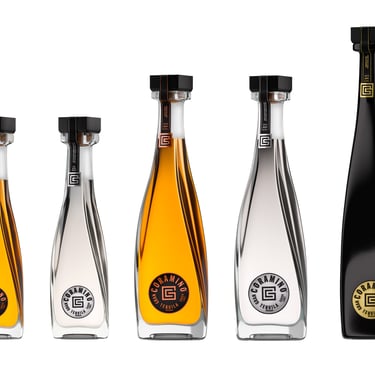 4 tequila bottles on white background