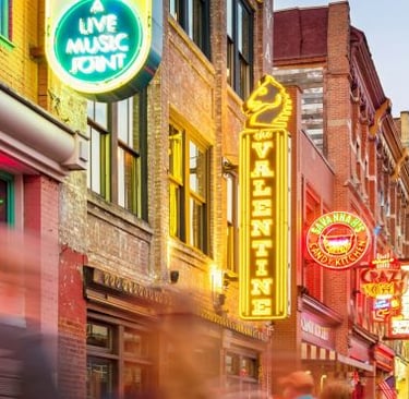 nashville - a busy street with people walking down the street