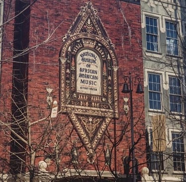a building with the sign African American Music on it