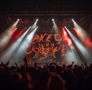 a concert with a band playing a concert