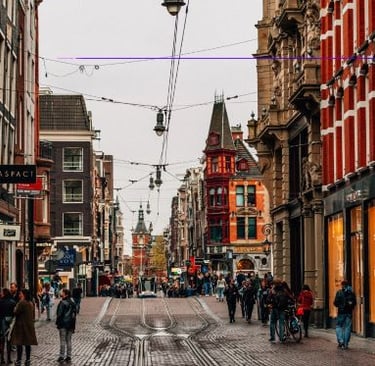 amsterdam - a city street scene with a trampoline trampoline trampoline tram