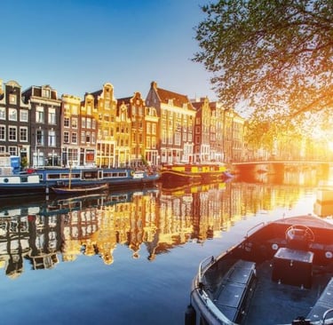 amsterdam a boat in the water with a boat in the background