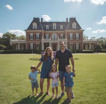 young family visiting the belle maede mansion in nashville