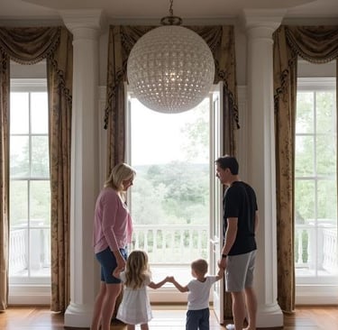 young family visiting the belle maede mansion in nashville
