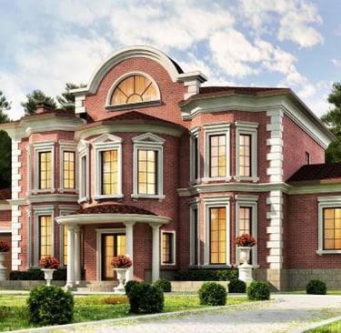 a large house with a large brick building
