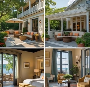 outdoors and hotelroom photo of a boutique hotel in traverse city 