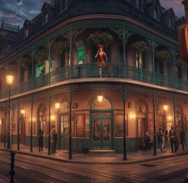  a painting of a19th century brothel in new orleans