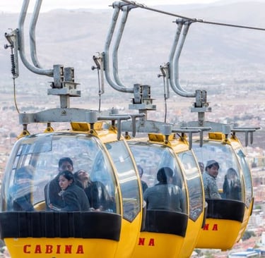 a cable car with people in a cable car