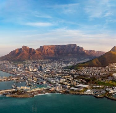 a cityscape of cape town, cape town and table mountain in cape town