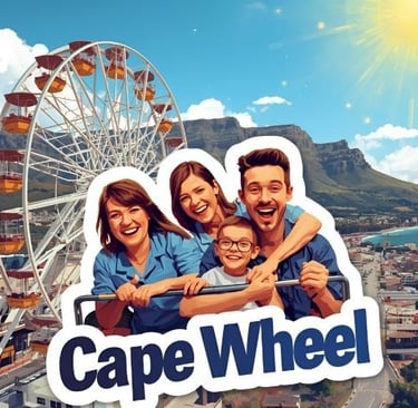 a family of four people standing in front of a ferris wheel