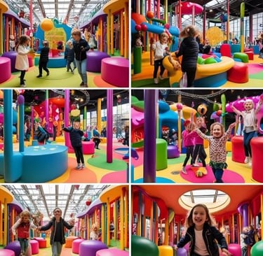 a group of people playing in a play area