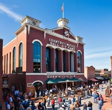 Outdoors photo of the Country Music Hall of Fame in Nashville