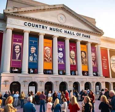 Outdoors photo of the Country Music Hall of Fame in Nashville