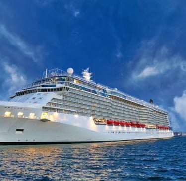 a cruise ship in the ocean with a cruise ship in the background