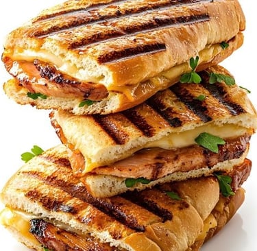 a stack of grilled sandwiches with grilled cheeses
