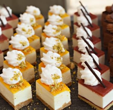 a variety of desserts on a table